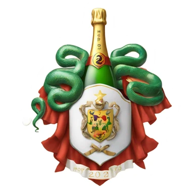 Coat of arms with snakes new year 2025 champagne balls sticker