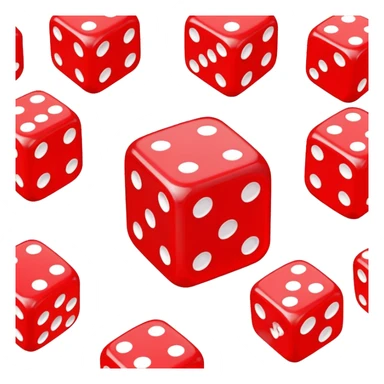 Red dice with white dots showing different numbers sticker