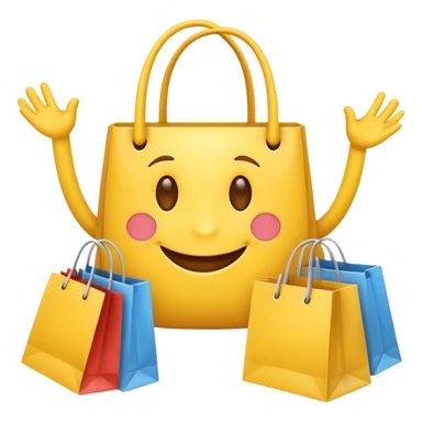 HAPPY EMOJI WITH SHOPPING BAGS IN EACH HAND sticker