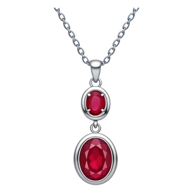 silver chain with a ruby pendant, undulating like moonlit water sticker