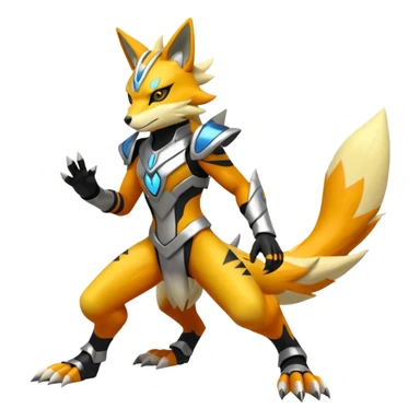 Modern futuristic Lombax-Zeraora-Renamon-fusion (full body) sticker