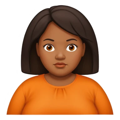 overweight black woman with organge blouse not smiling sticker