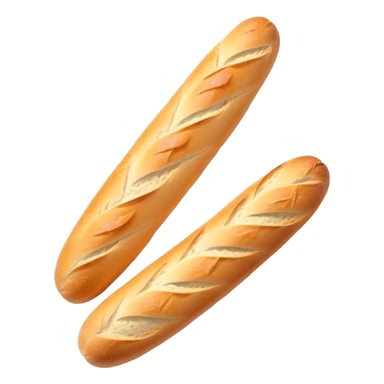 Cinematic Realistic Baguette Bread Emoji, showcasing a long, crusty baguette with a crisp exterior and soft interior rendered with lifelike textures and warm, rustic lighting. sticker