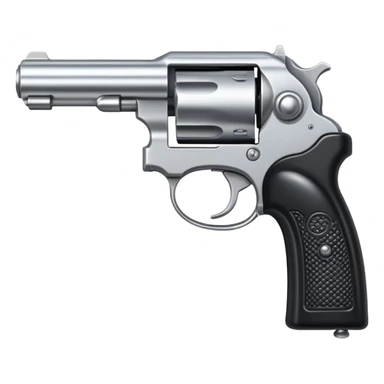 Classic pistol with black handle and silver barrel sticker