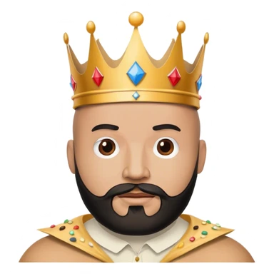 bald guy with black beard and a burger king paper crown sticker