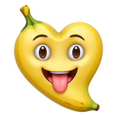 a banana in the mouth of a heart eyes emoji with its tongue out sticker