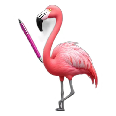flamingo with a pen sticker