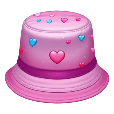 Pink ombre bucket hat with hearts and glitter sticker