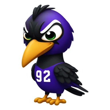 Angry Raven Bird wearing a football jersey with number 92 sticker