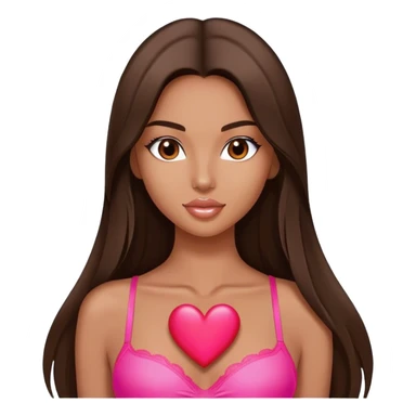 victoria’s secret model with long brunette straight hair heart sticker