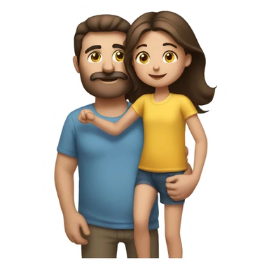 Father brunette hold his daughter's hand brunette sticker