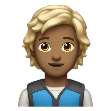 zoomer boy with mullet brown skin blue eyes sticker