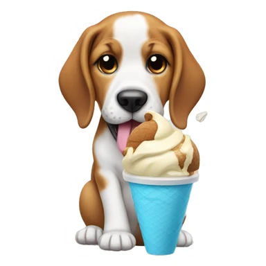 Puppy beagle eating ice cream  sticker
