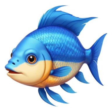 handsome fish with blue hair and fins of different color looking into camera sticker