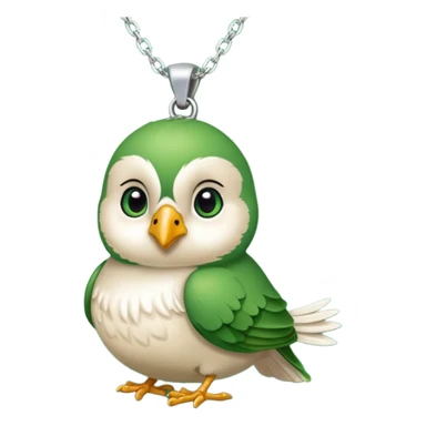 un oiseau classique vert avec un collier avec des breloque argentées et un poil blond qui fait une petite bouclette sur le front  sticker