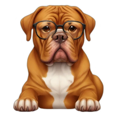 Dogue de Bordeaux with glasses sticker