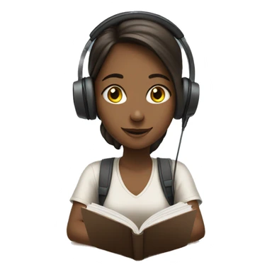 girl studying with headphones on sticker