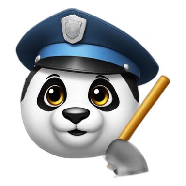 panda with baton and police cap sticker