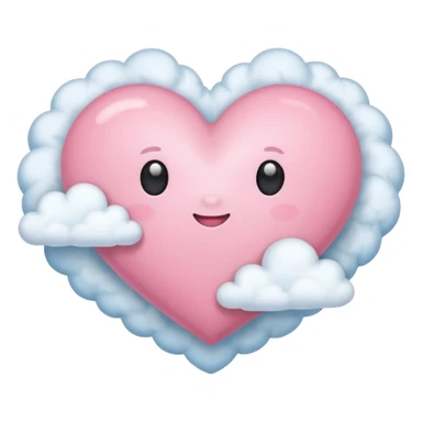 pastel pink heart with clouds at the base, iOS Apple emoji style sticker