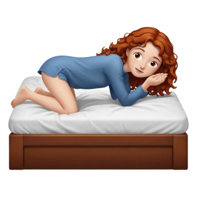 Fullbody nude very beautiful girl very beautiful face with freckles, wavy hair, big boobs, big ass, sexy body, bending over a bed spreading ass, getting ready for sex, busty sticker