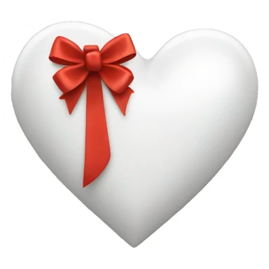 White pretty heart with a red bow wrapped around it in the middle  sticker