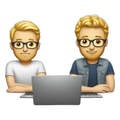 two white male designers with laptops sticker