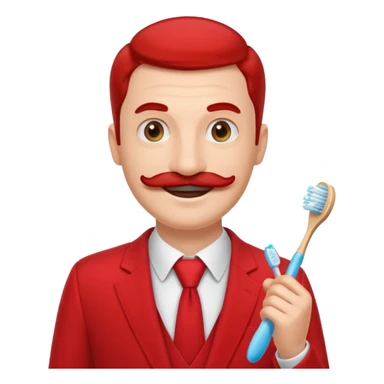 hitler with toothbrush mustache and red suit sticker