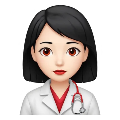 doctor with black hair and red hairclips  sticker