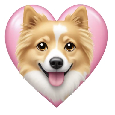 White and blonde spots spitz in a pink heart sticker