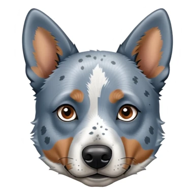 head shot of a blue heeler cattle dog with speckled blue-gray coat and pointed ears sticker