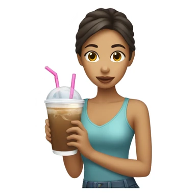 Hispanic girl drinking iced coffee sticker
