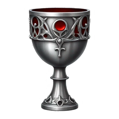 gothic silver chalice grail with detail on the outside and red wine inside sticker
