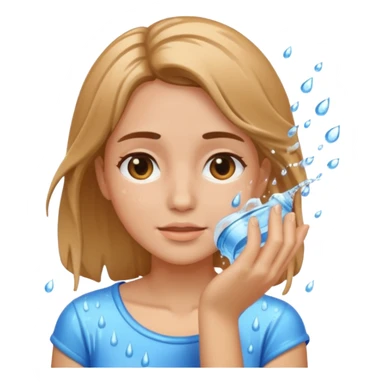 a female washing her face outside of shower  sticker