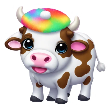 Lisa frank Christmas fluffy baby cow sticker