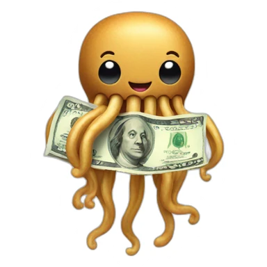 Peanut butter jellyfish holding money sticker