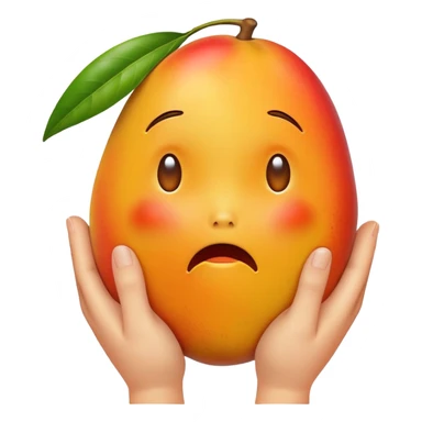 sobbing mango with hands covering face sticker