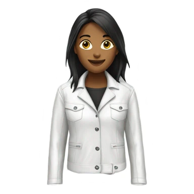 White oversize womens open button up leather jacket  sticker