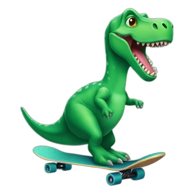 green dinosaur on a skateboard sticker