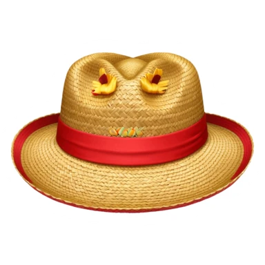 Chapeau de paille avec bande rouge sticker