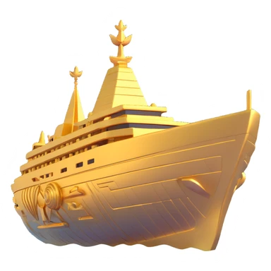 Futuristic golden ship with Anunnaki motifs, underwater setting sticker