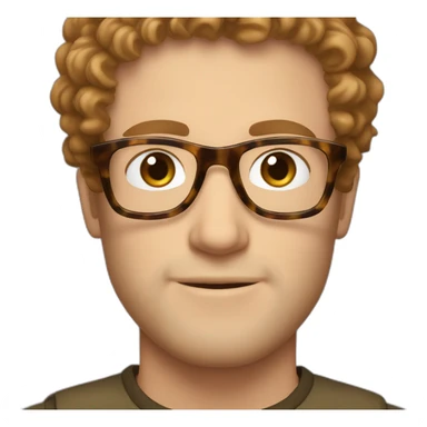 short curly brown-haired white man with light beard and tortoise shell glasses sticker