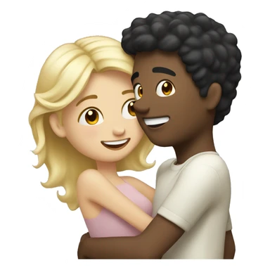 Blonde girl happy and celebrated with boyfriend with black hair  sticker