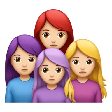 grupo de 5 amigos tristes diferentes colores de cabello sticker