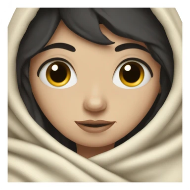 Pale  girl with dark hair cozy in a blanket sticker