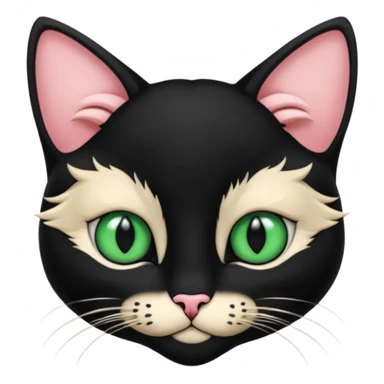 Chat noir et blanc avec des yeux verts et l' intérieur des oreilles roses sticker