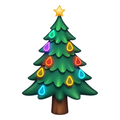 christmas tree with neon lights sticker