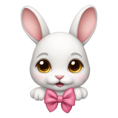 Baby bunny with coquette bow on ear sticker