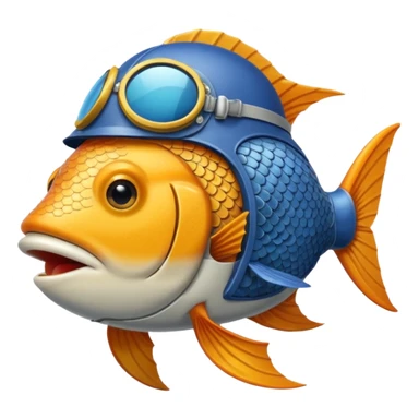 A fish wearing an airplane pilot’s helmet. sticker