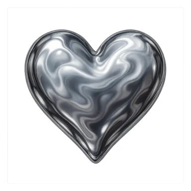 heart with a liquid mercury effect, digital illustration, no background sticker