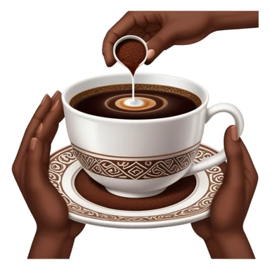 A traditional Turkish coffee cup turned upside down on a saucer, with intricate coffee grounds forming mysterious patterns inside. A fortune teller’s hand gently lifts the cup, revealing symbols and shapes, while a mystical, dimly lit atmosphere adds to the sense of mystery and curiosity sticker